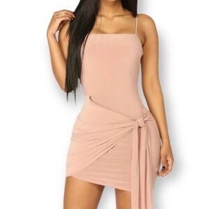 Fashion Nova Blush Asymmetrical Dress